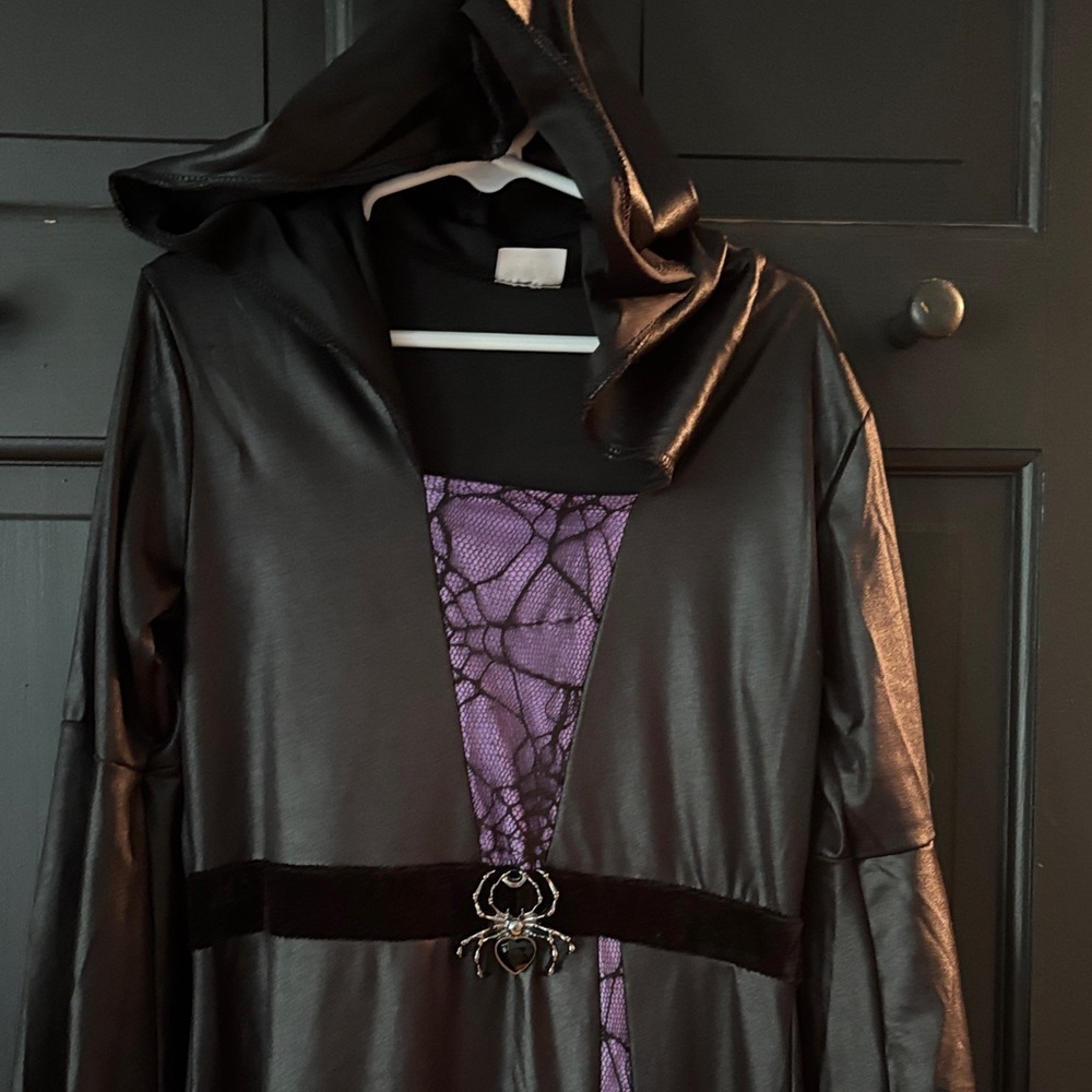 Spirit Black Hooded Costume with Purple Accents